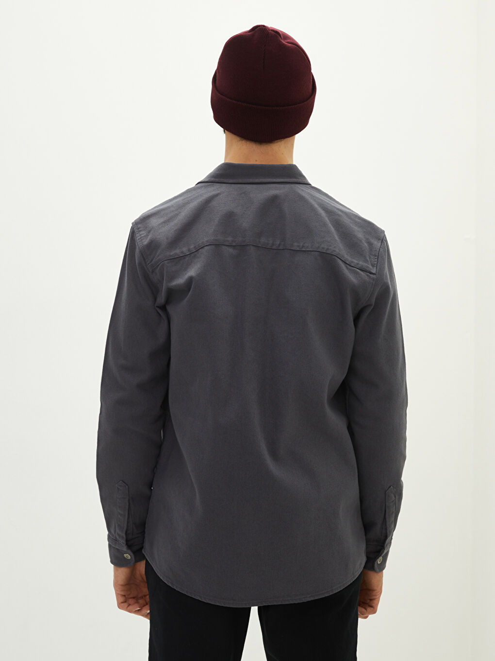 Regular Fit Long Sleeve Gabardine Men's Shirt Jacket-4