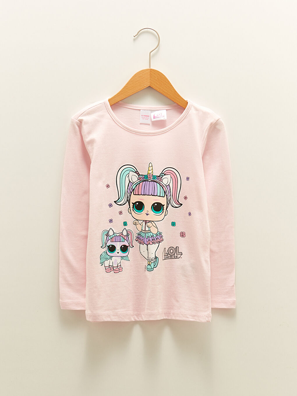 LCW Kids Crew Neck LOL Surprise OMG Licensed Long Sleeve Girl Pajama Set -W1CU53Z4-FWW