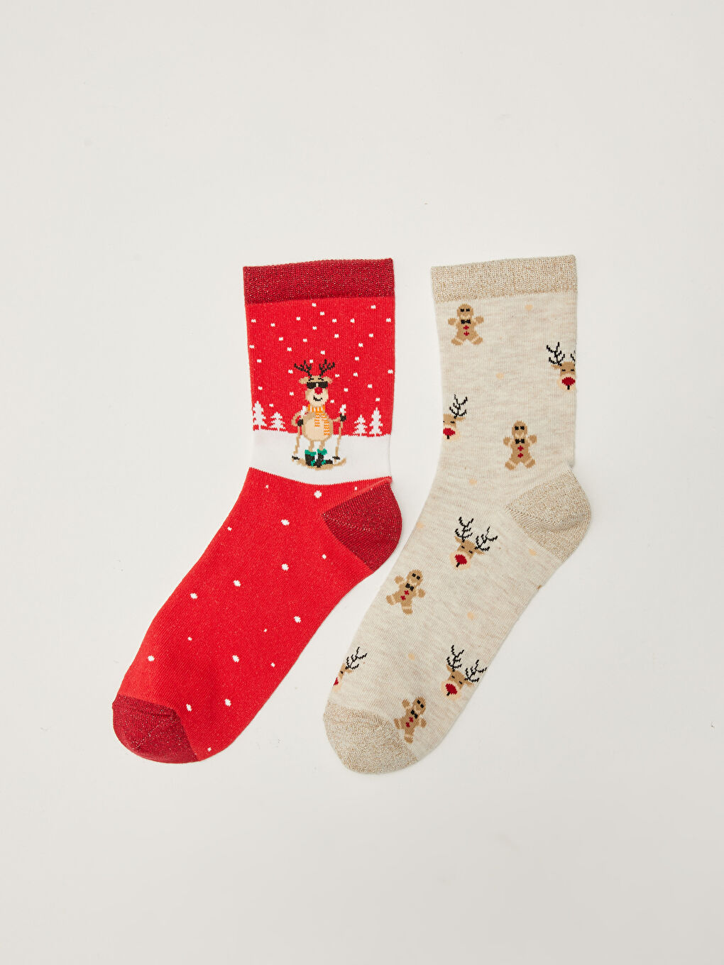 جوارب للكاحل بطابع عيد الميلاد للسيدات عبوتان-1