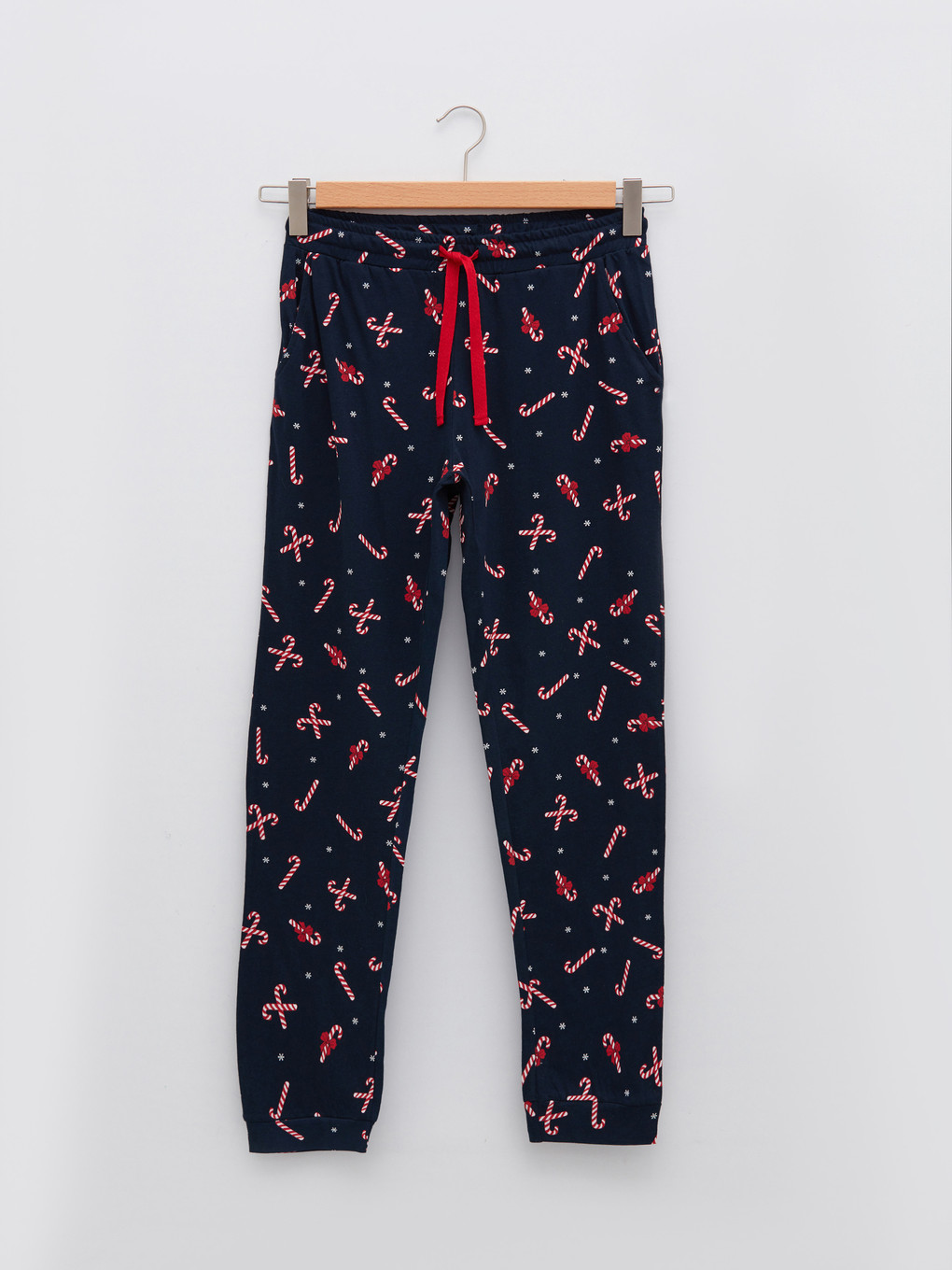 Lacivert Bisiklet Yaka Yılbaşı Temalı Kısa Kollu Kadın Pijama Takımı-8
