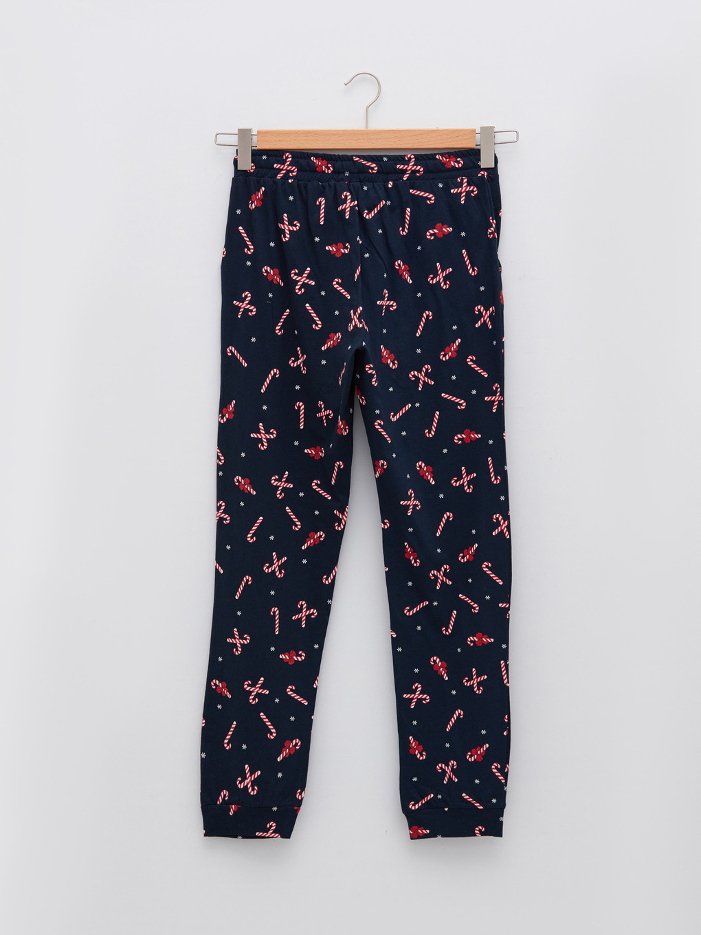 Lacivert Bisiklet Yaka Yılbaşı Temalı Kısa Kollu Kadın Pijama Takımı-9