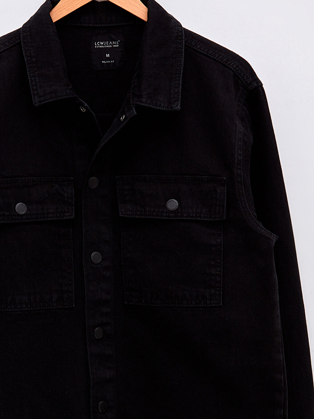 Siyah Rahat Kalıp Erkek Jean Ceket-8