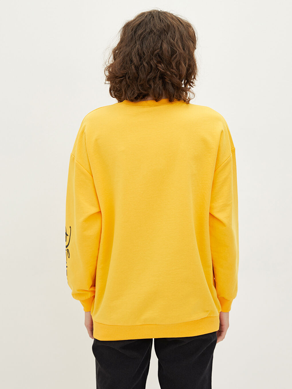 Bisiklet Yaka Mickey Mouse Baskılı Uzun Kollu Kadın Sweatshirt-4