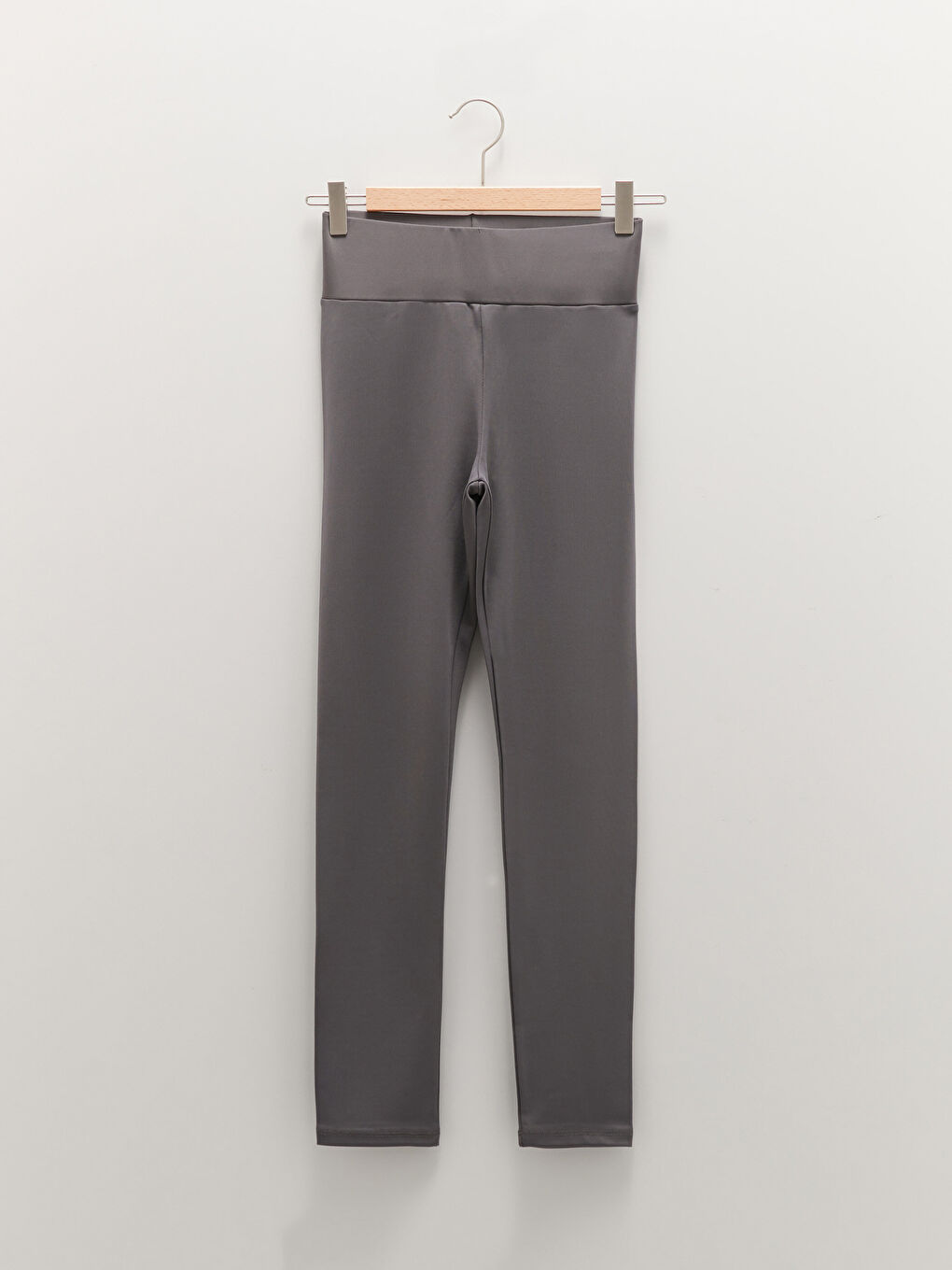 Antrasit Kadın Beli Lastikli Düz Tayt-6