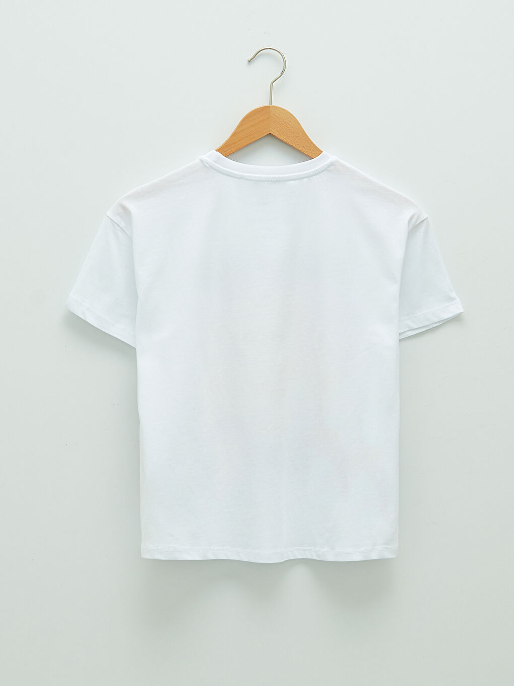 Beyaz Bisiklet Yaka Baskılı Kısa Kollu Kadın Crop-6