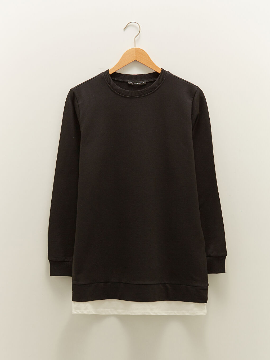 Crew Neck Plain Long Sleeve Women's Sweatshirt Tunic-5