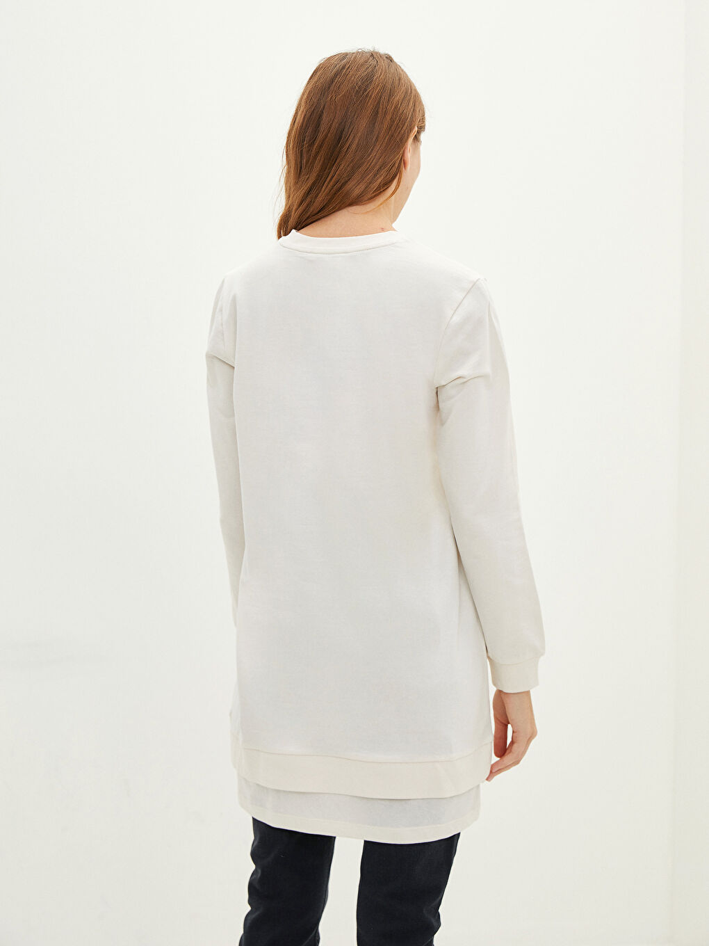LCWAIKIKI Basic Rundhalsausschnitt Bedruckt Langarm Damen Sweatshirt-Tunika -W1CY49Z8-FEW