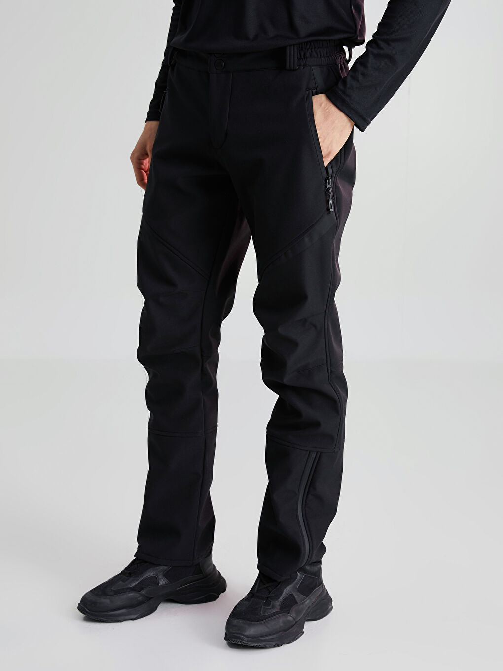 Siyah Standart Kalıp Erkek Kayak Pantolonu-3