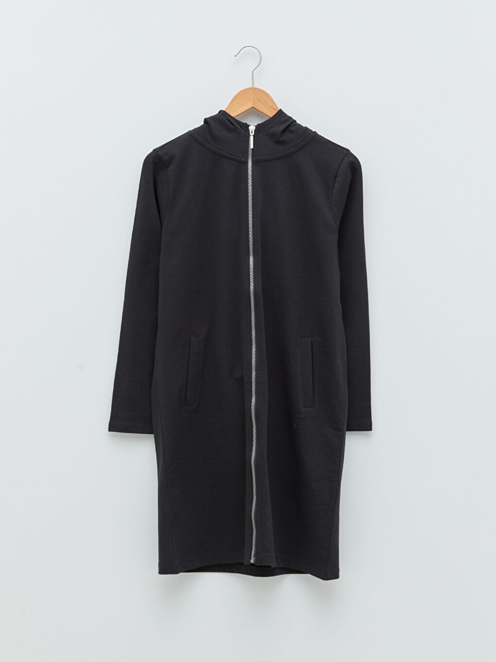 Hooded Plain Long Sleeve Cotton Women's Sports Cardigan-5