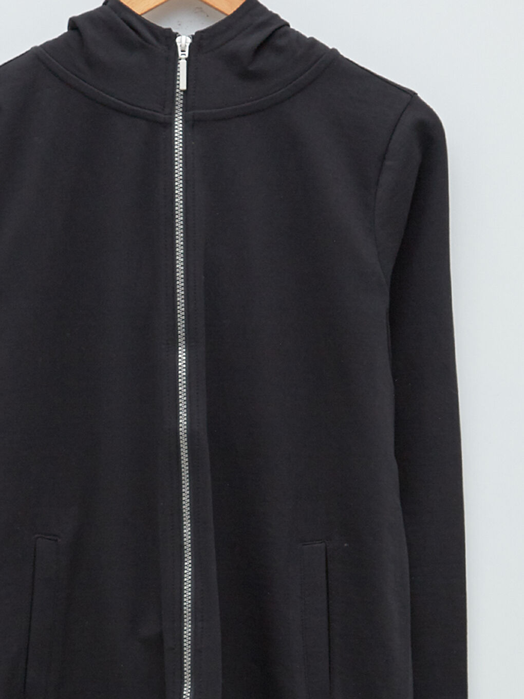 Hooded Plain Long Sleeve Cotton Women's Sports Cardigan-7