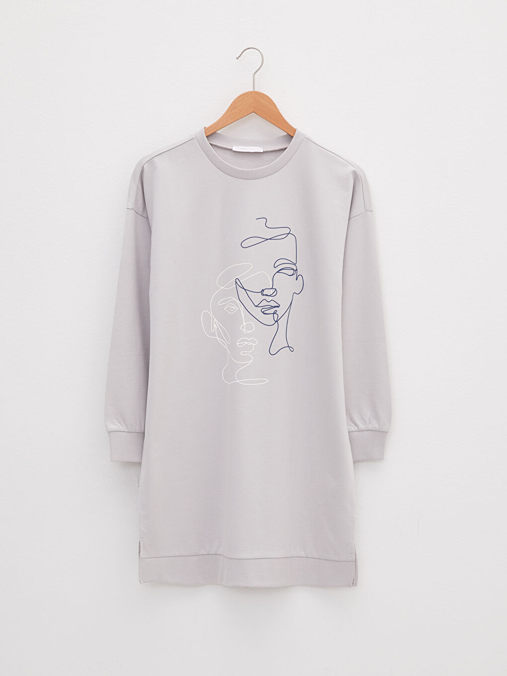 Crew Neck Printed Long Sleeve Cotton Women's Sweatshirt Tunic-5