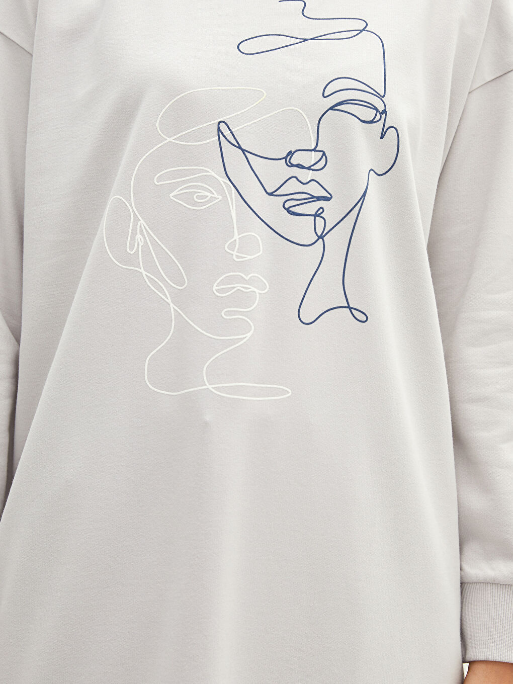 Crew Neck Printed Long Sleeve Cotton Women's Sweatshirt Tunic-3