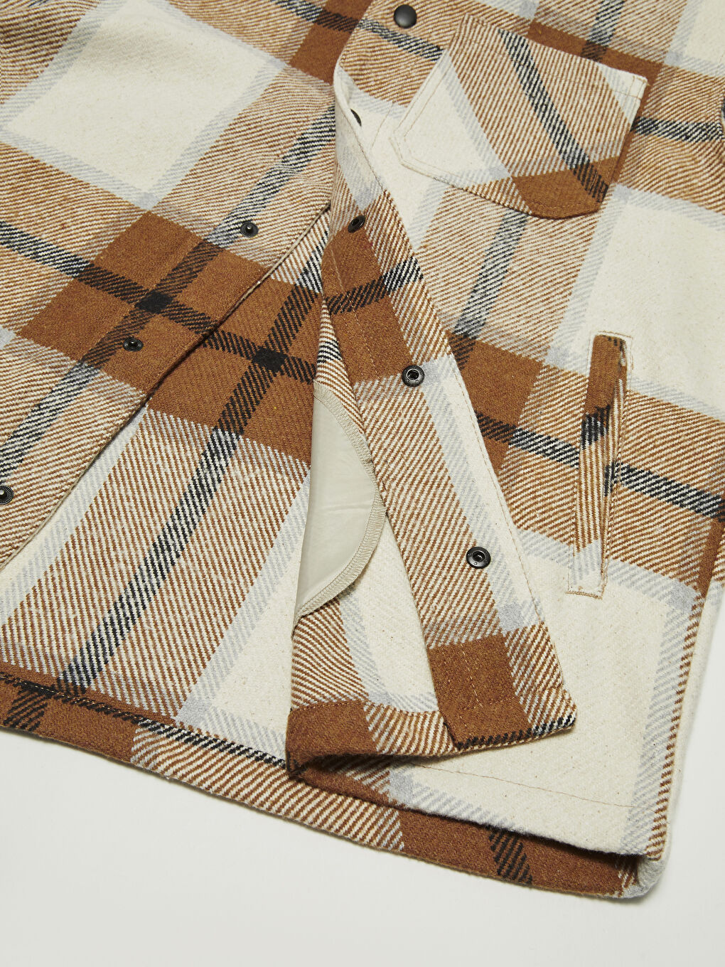 Palton Subțire cu Guler de Cămașă, Fit Relaxat, Carouri, pentru Bărbați-5