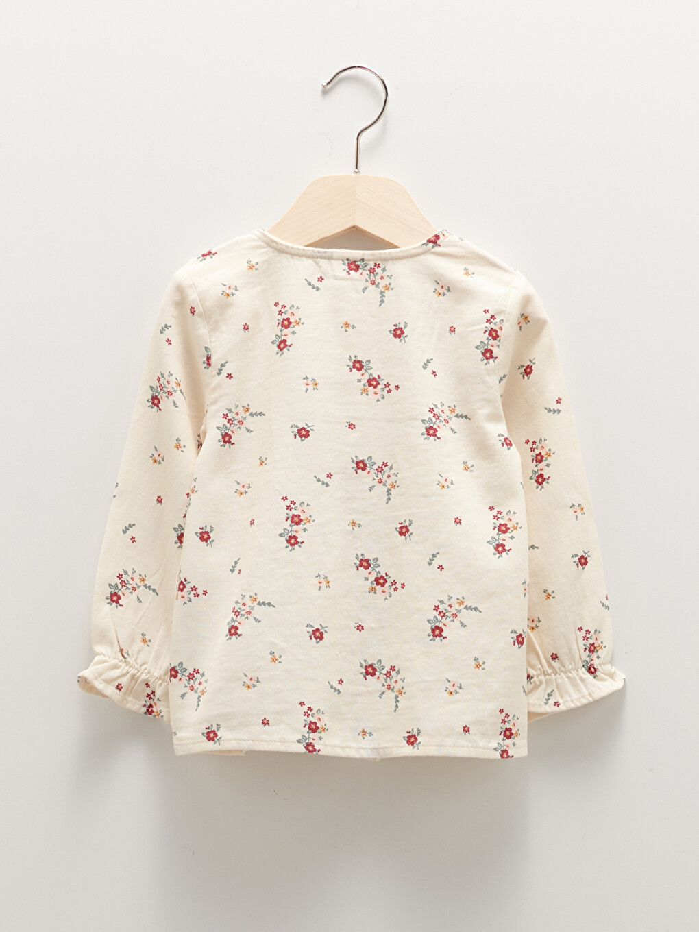 Crew Neck Long Sleeve Patterned Baby Girl Blouse-1