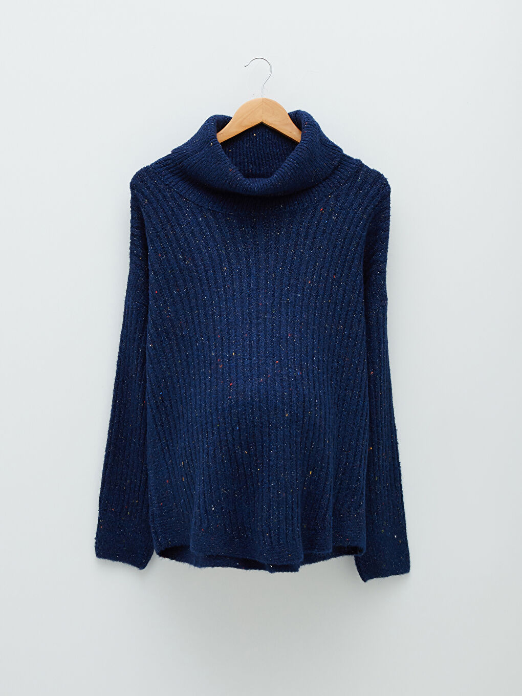 Turtleneck Plain Long Sleeve Maternity Knitwear Tunic-6