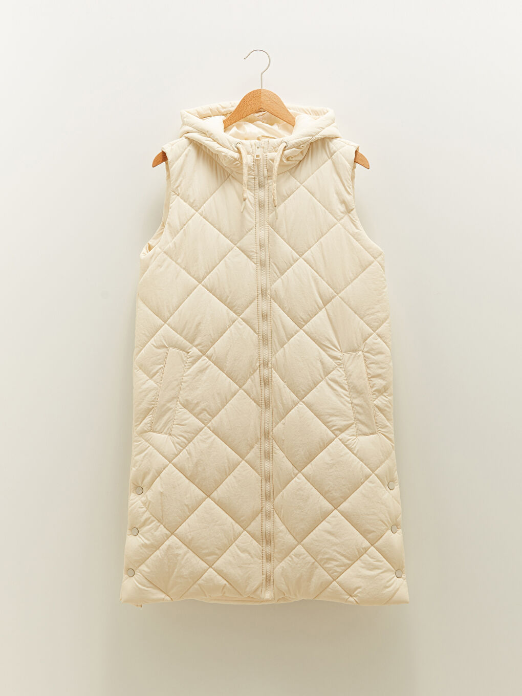 LCW Modest Hooded Collar Zipper Closure Pocket Detailed Women's Vest -W1DA93Z8-RRT