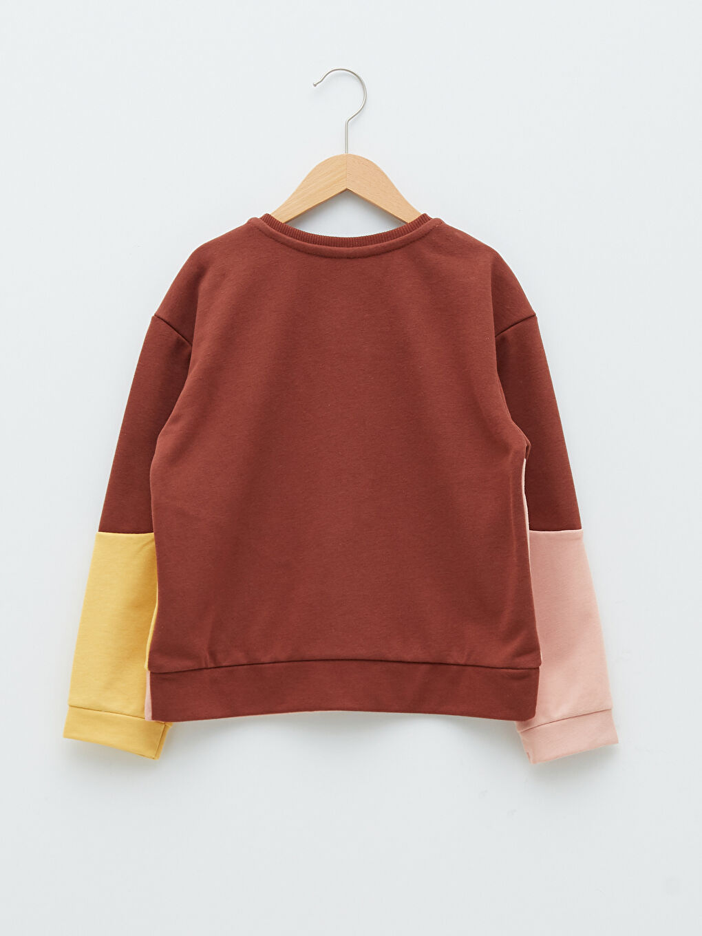 كنزة رياضية للبنات بأكمام طويلة وياقة دائرية وكتلة الألوان-1