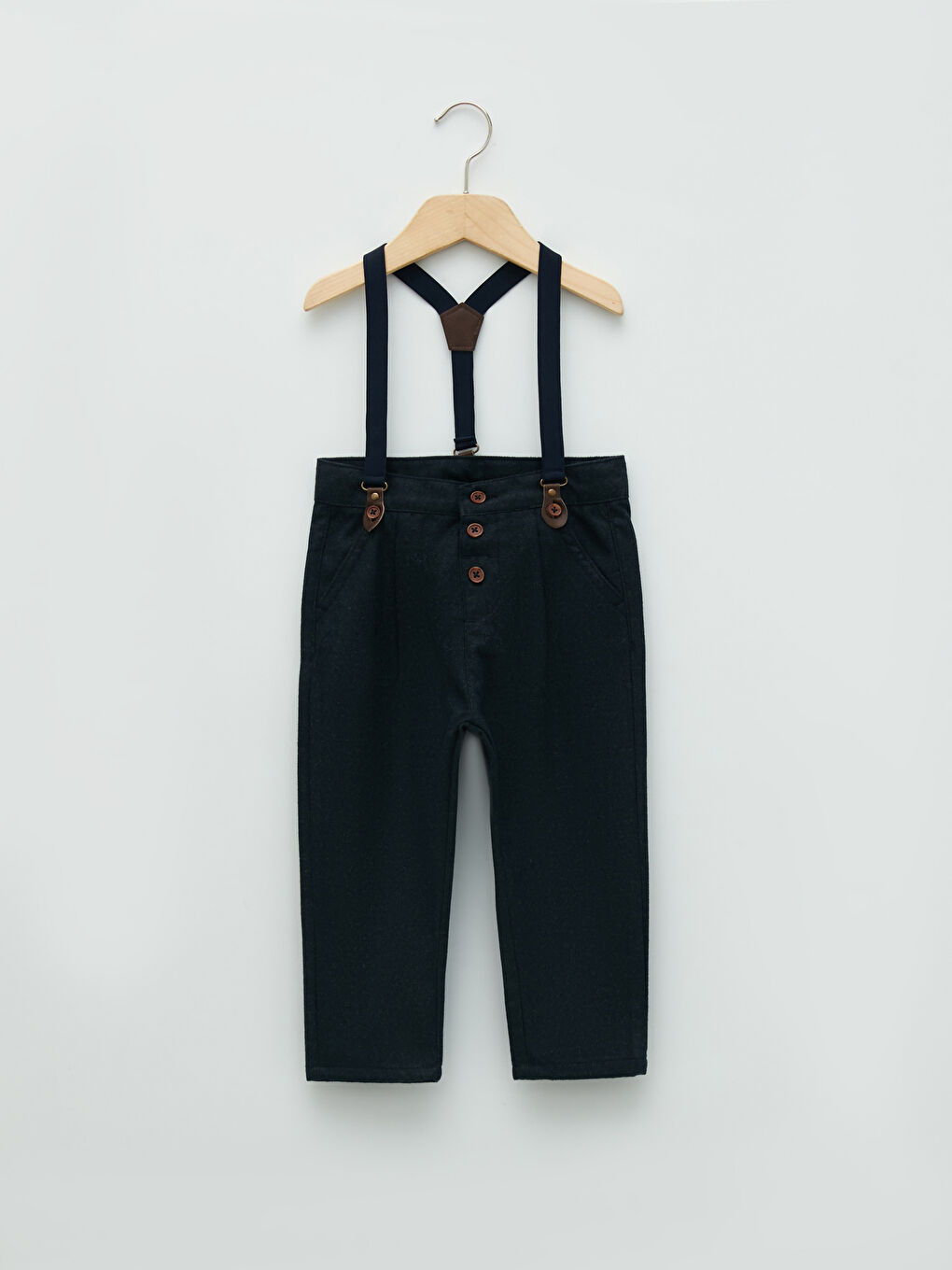 Button Detailed Baby Boy Pants and Suspenders 2-Piece Set