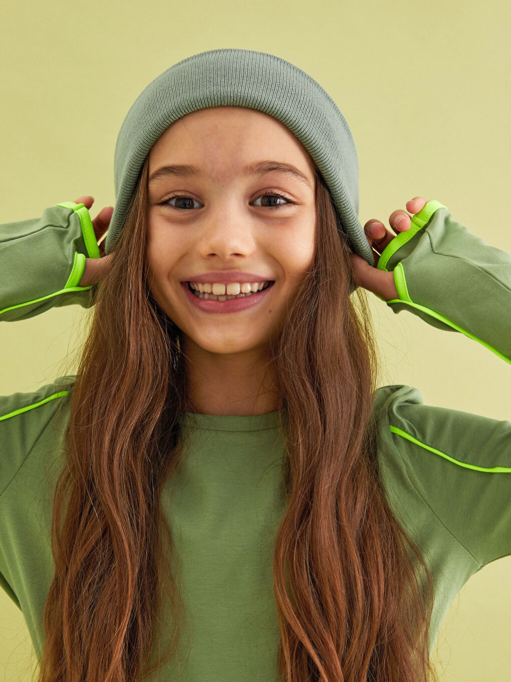 LCW Kids Crew Neck Basic Long Sleeve Girls' T-Shirt -W1DB32Z4-GRW