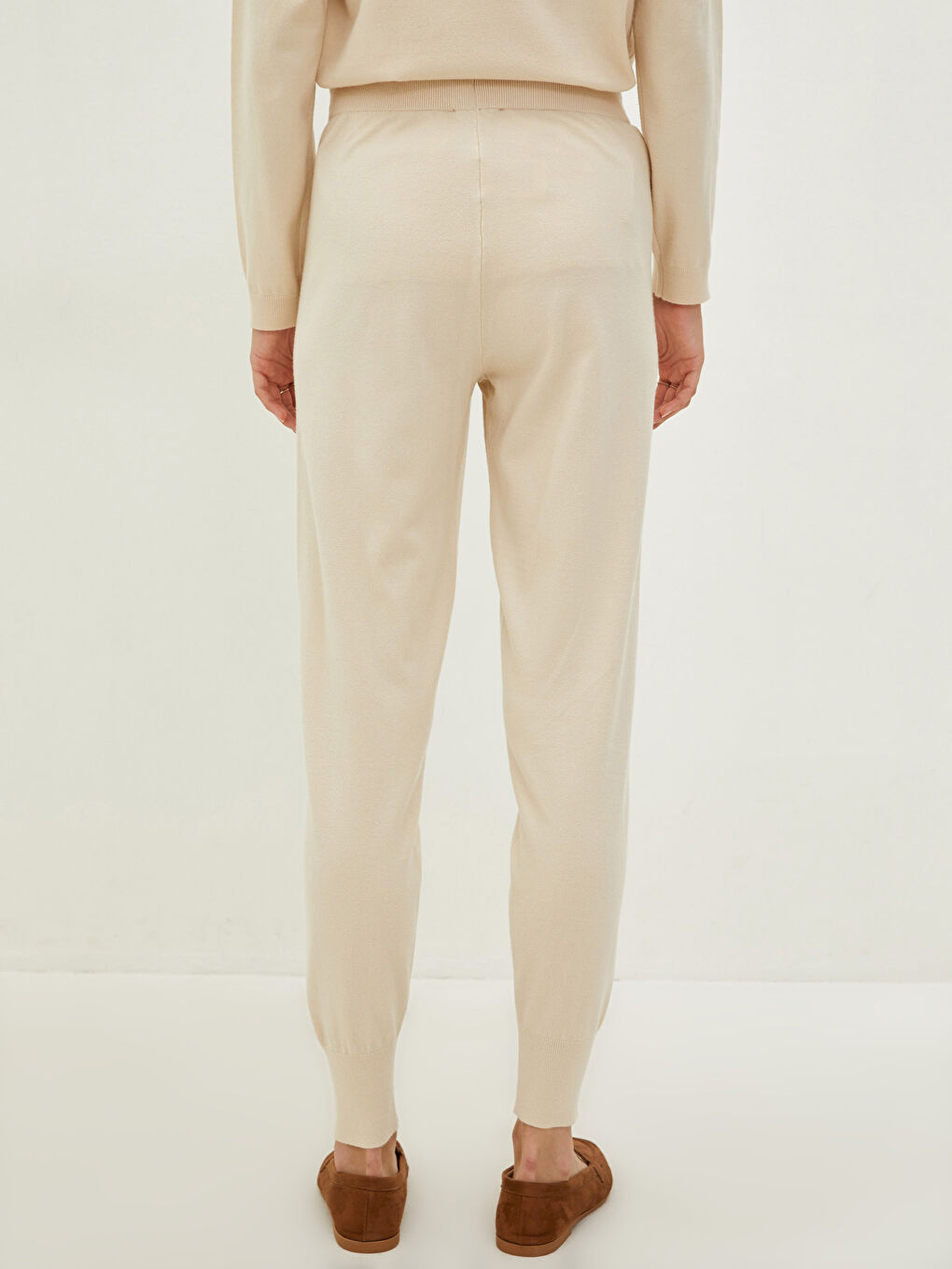 Women's Elastic Waist Plain Trousers-4