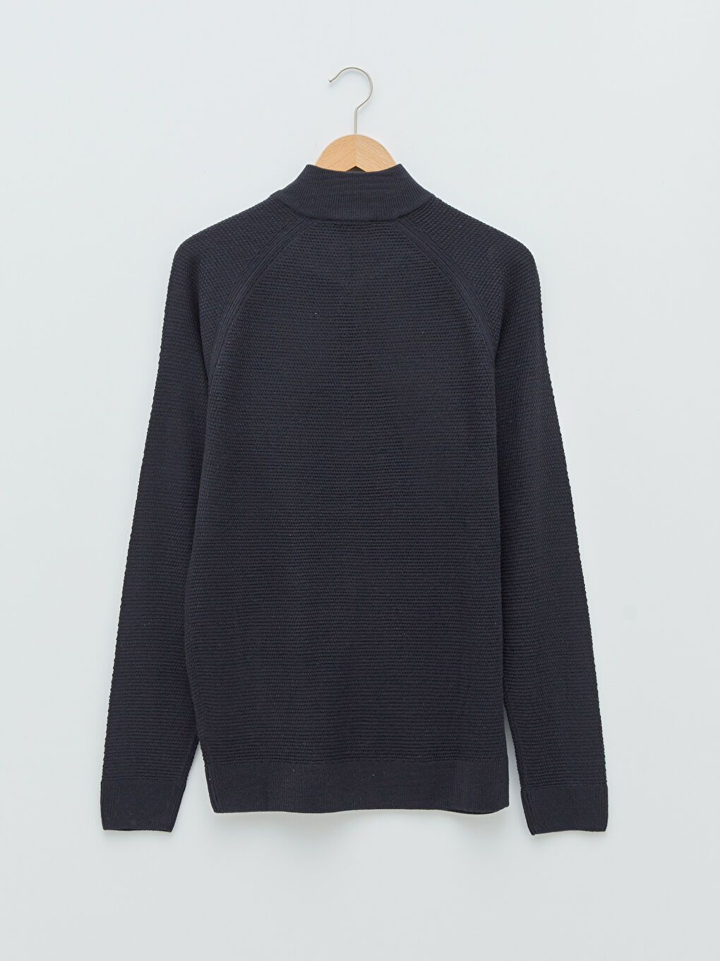 Lacivert Standart Kalıp Dik Yaka Uzun Kollu Erkek Triko Hırka-6