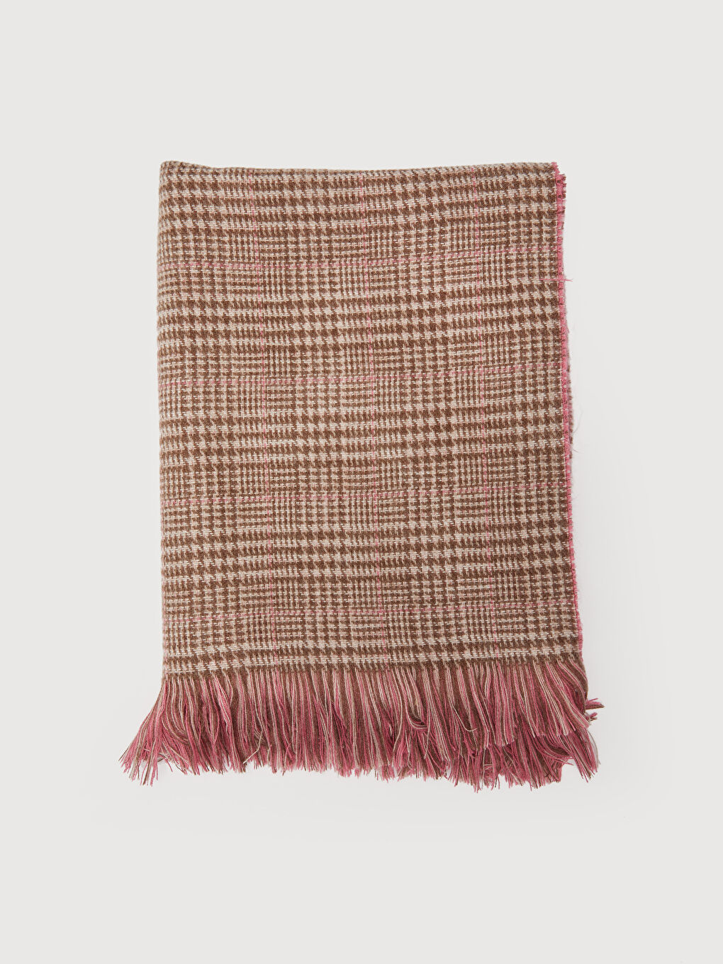 Karierter Schal für Damen mit Fransen-4