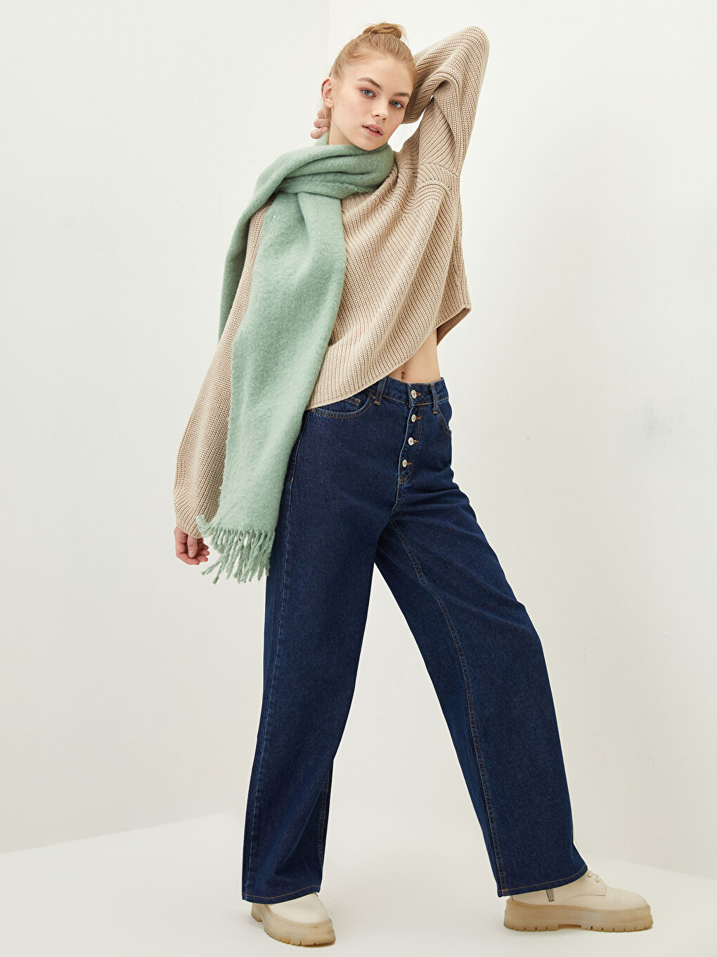 Plain Tasseled Women's Scarf-1