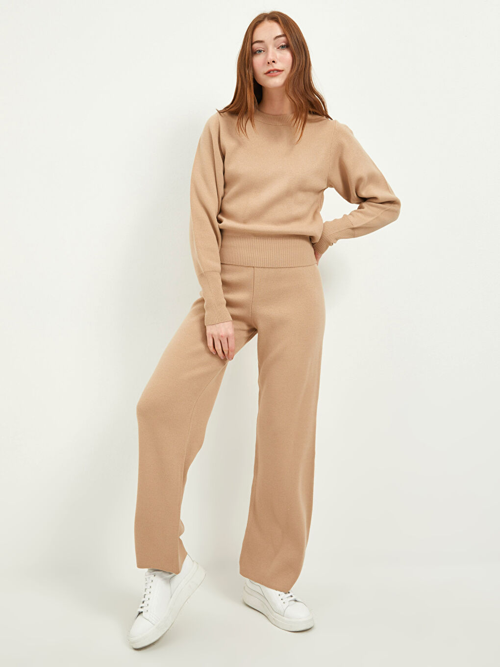 Women's Elasticated Waist Plain Knitwear Trousers