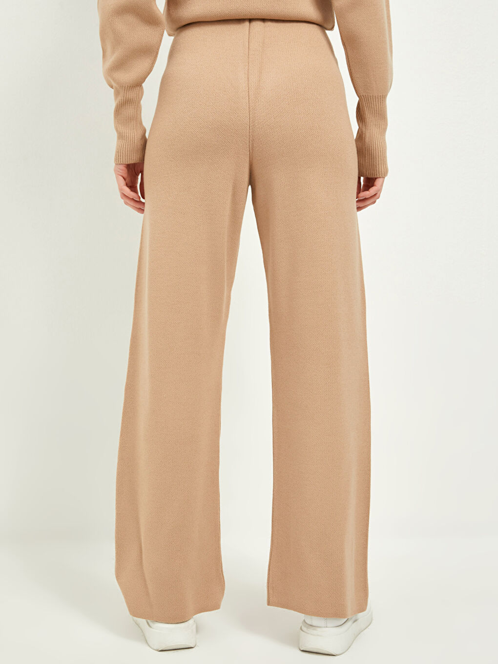 Women's Elasticated Waist Plain Knitwear Trousers-4