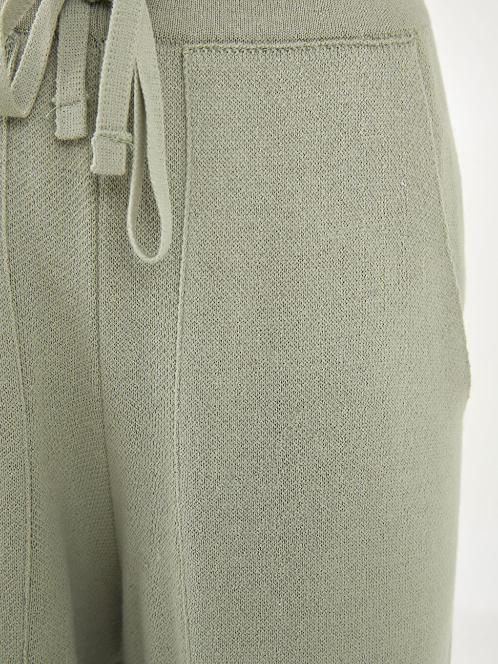 Elastic Waist Straight Pocket Detailed Women's Knitwear Trousers-2