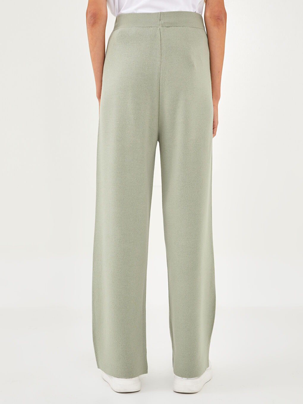 Elastic Waist Straight Pocket Detailed Women's Knitwear Trousers-4