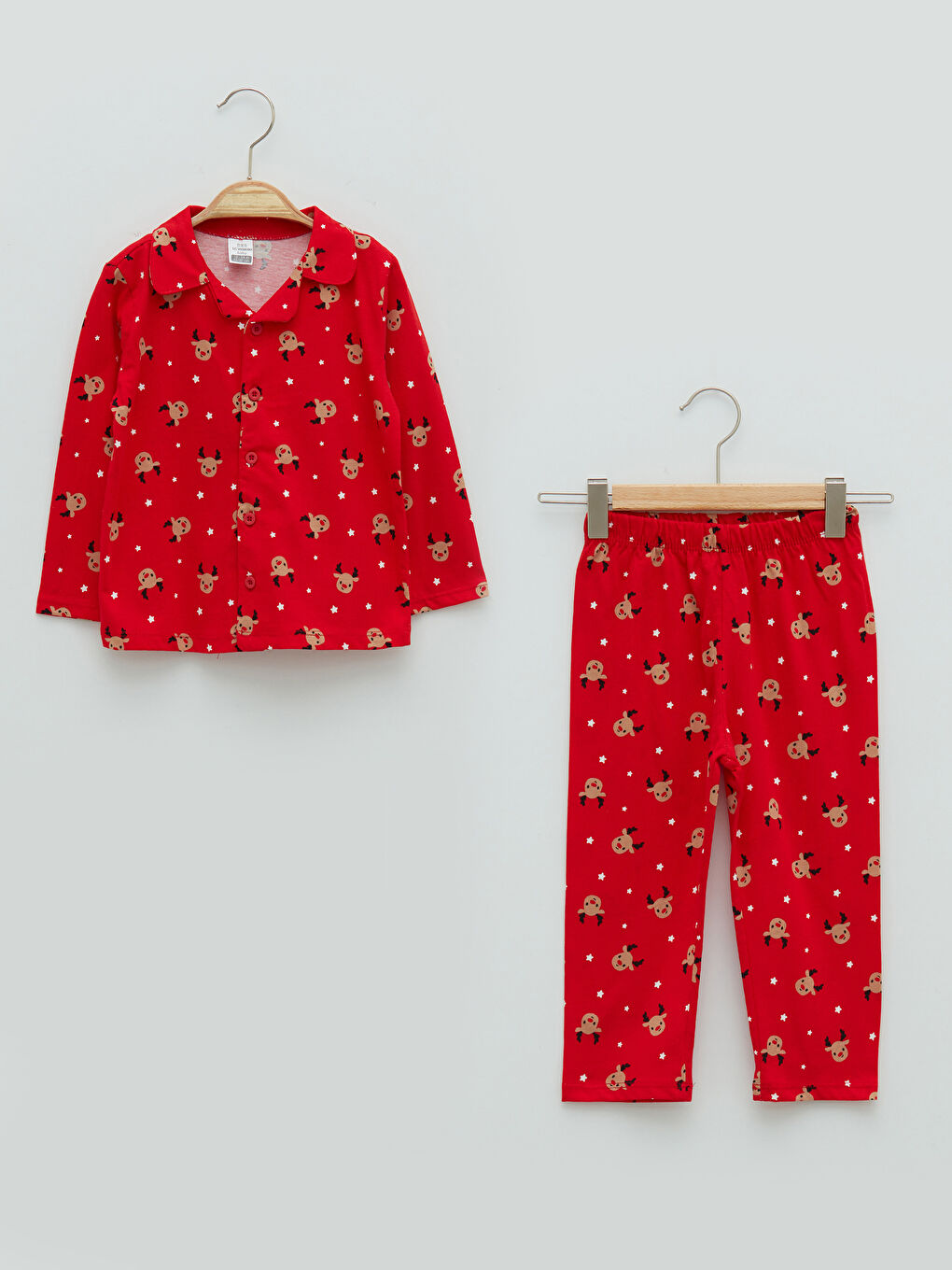 Ensemble de pyjama en coton à thème de Noël à manches longues avec col polo pour garçon bébé-2