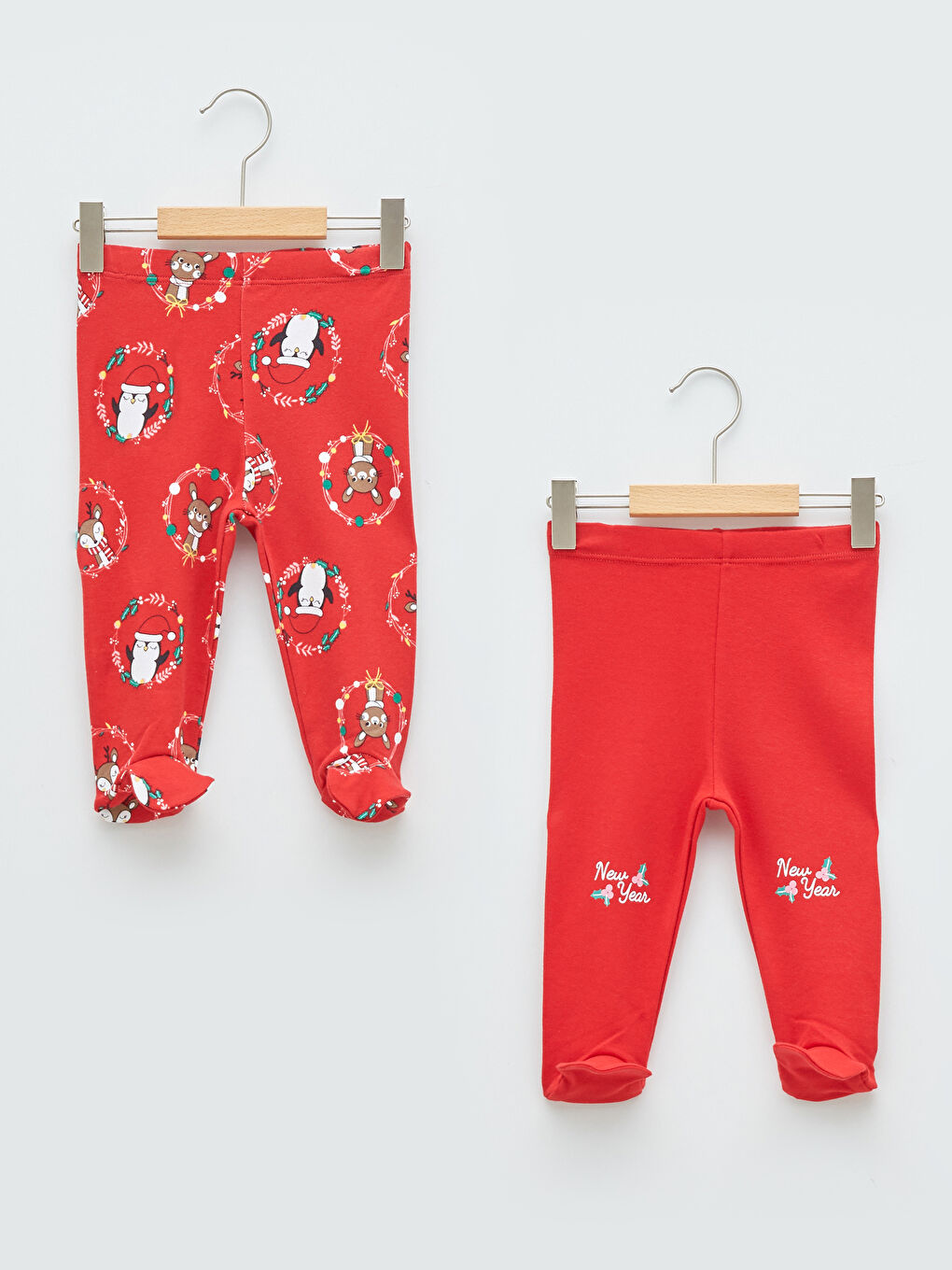 Elastic Waist New Year Themed Baby Girl Trousers 2-Pack
