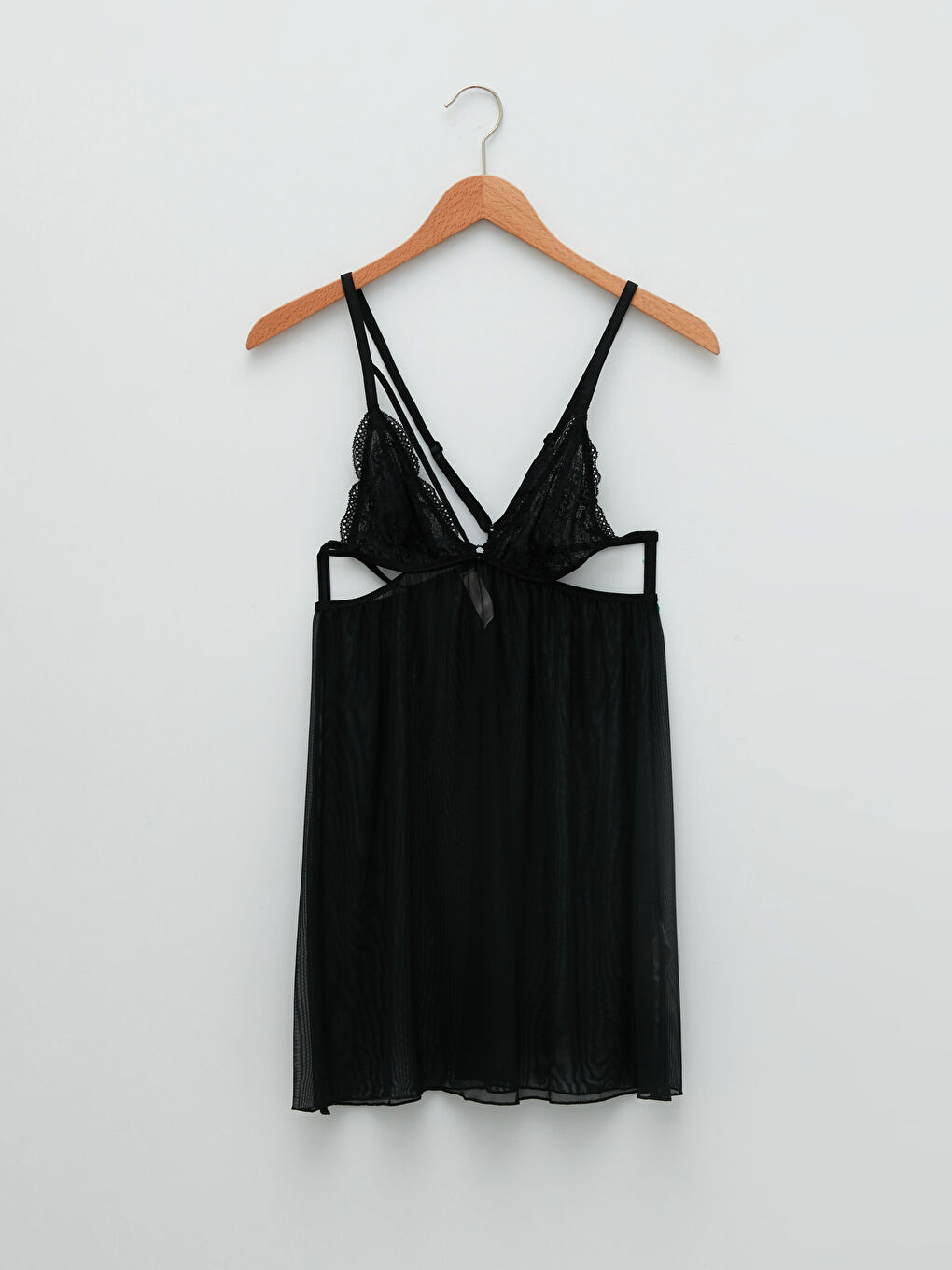 Siyah V Yaka Dantelli Babydoll