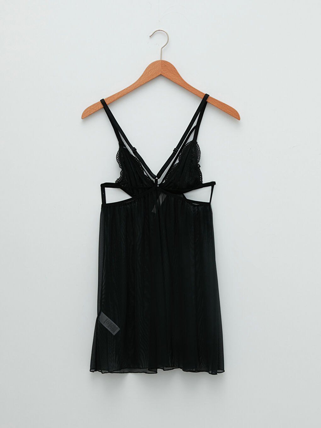 Siyah V Yaka Dantelli Babydoll-1