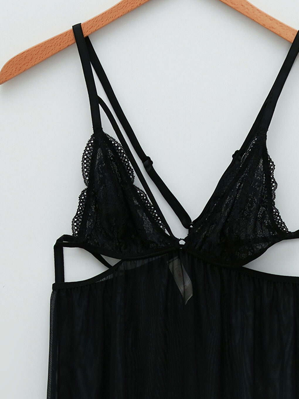 Siyah V Yaka Dantelli Babydoll-2