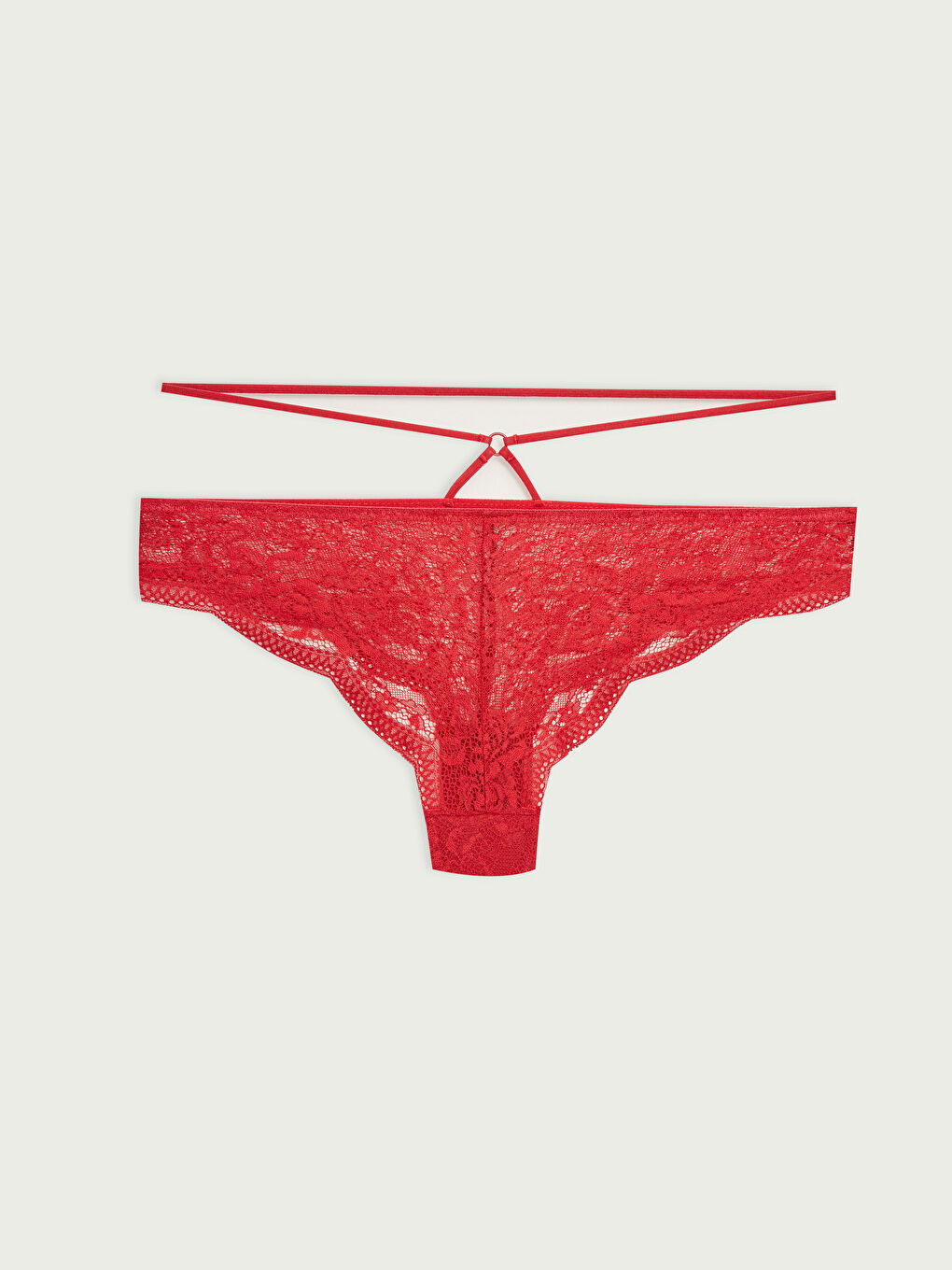 Kırmızı Dantelli Fantezi Brazilian Külot-1