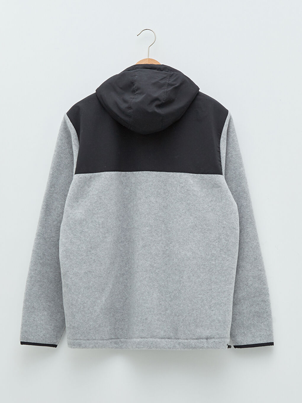 Gri Kapüşonlu Uzun Kollu Renk Bloklu Erkek Spor Hırka-6