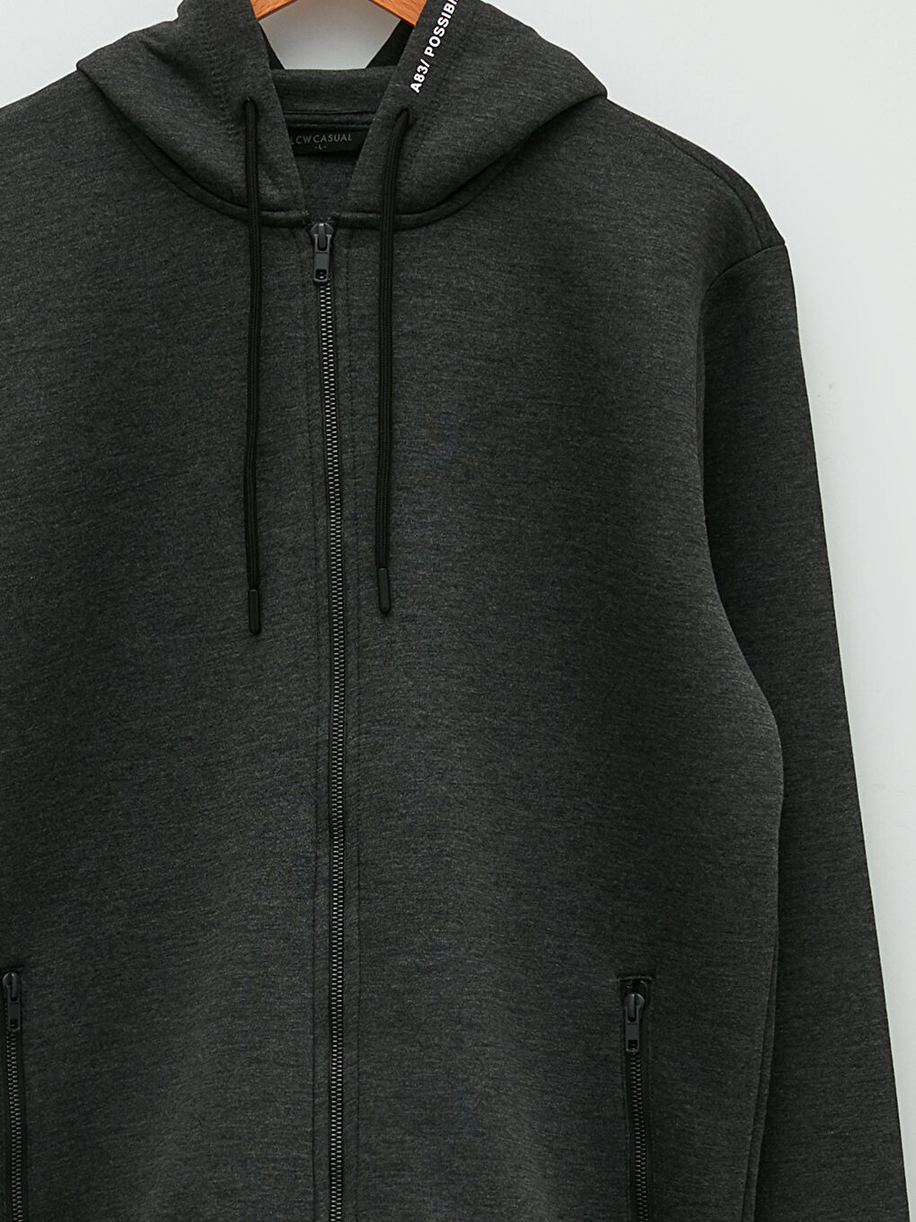 Gri Kapüşonlu Uzun Kollu Basic Erkek Hırka-8