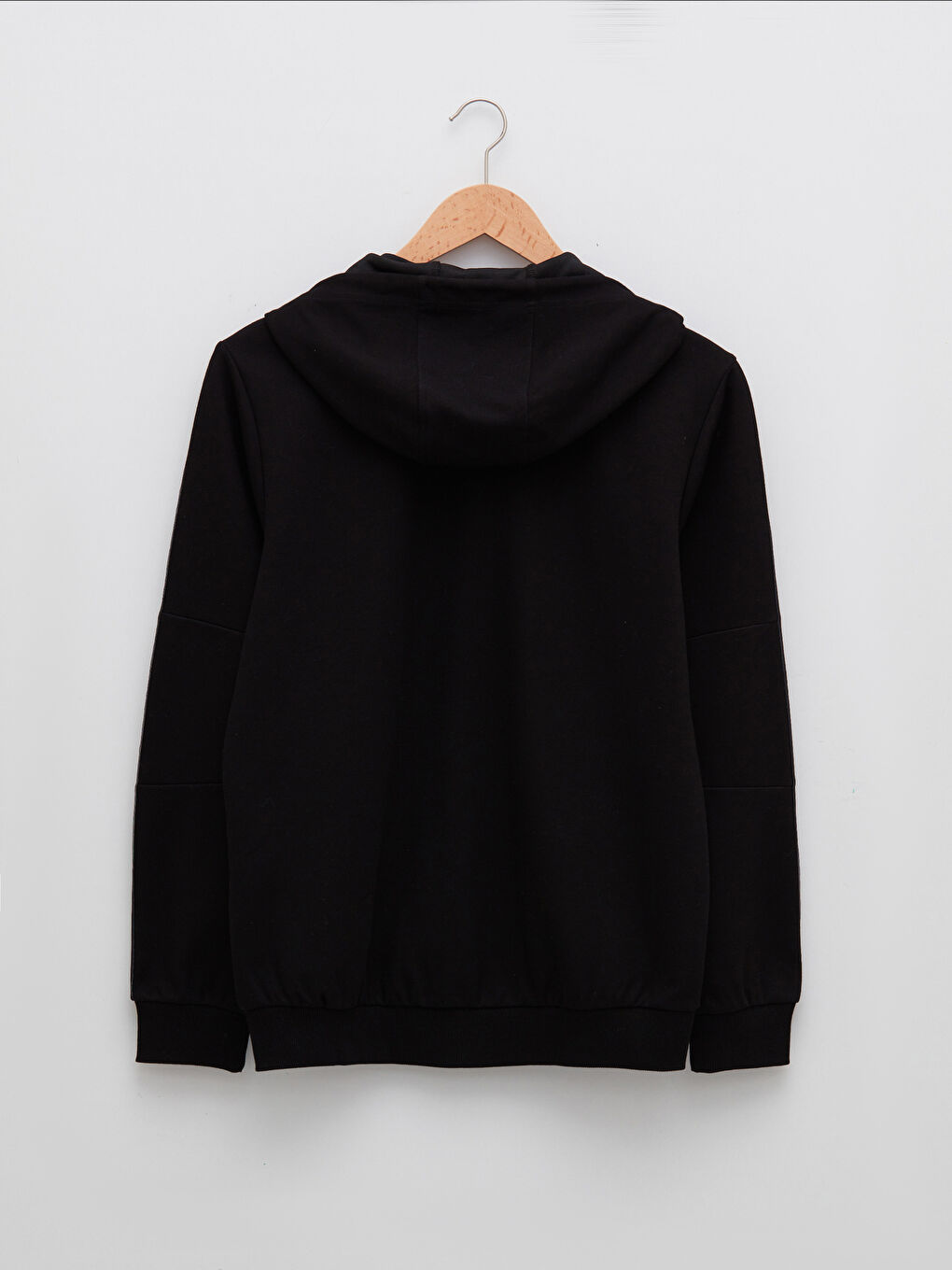 Siyah Kapüşonlu Uzun Kollu Fermuarlı Erkek Spor Hırka-6