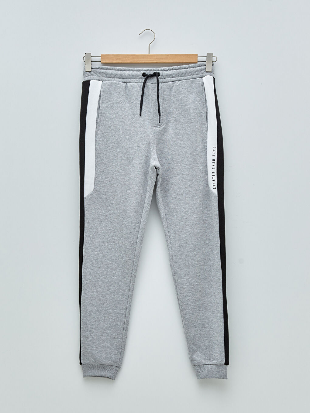 Gri Slim Fit Baskılı Kalın Erkek Kalın Eşofman Altı-5