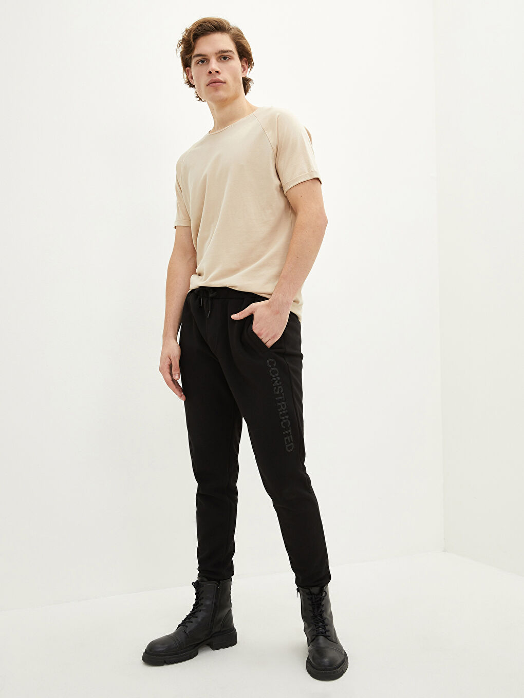 Siyah Slim Fit Erkek Kalın Jogger Eşofman Altı