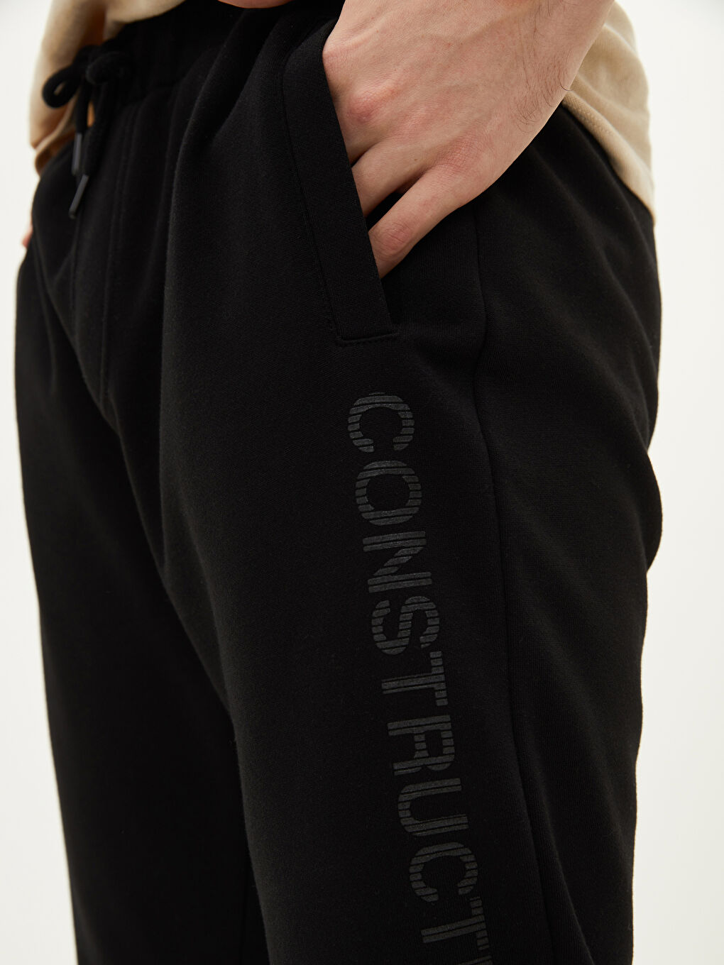 Siyah Slim Fit Erkek Kalın Jogger Eşofman Altı-2