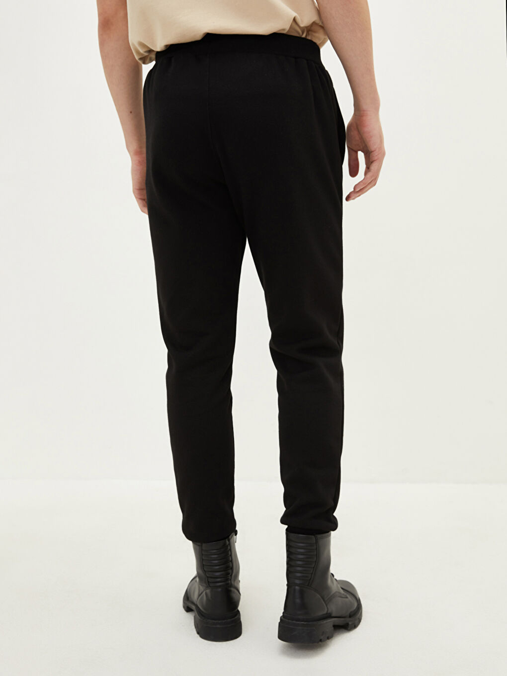 Siyah Slim Fit Erkek Kalın Jogger Eşofman Altı-4