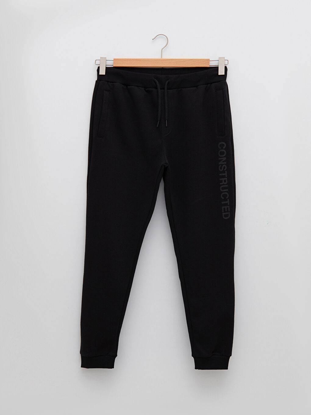 Siyah Slim Fit Erkek Kalın Jogger Eşofman Altı-5