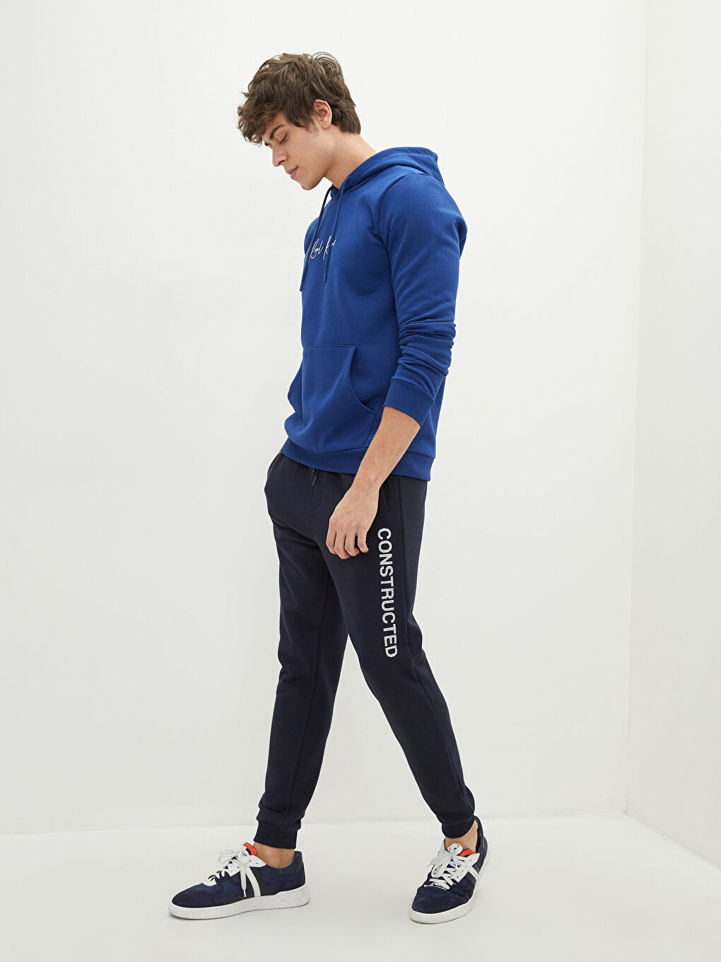 Lacivert Slim Fit Erkek Kalın Jogger Eşofman Altı-1