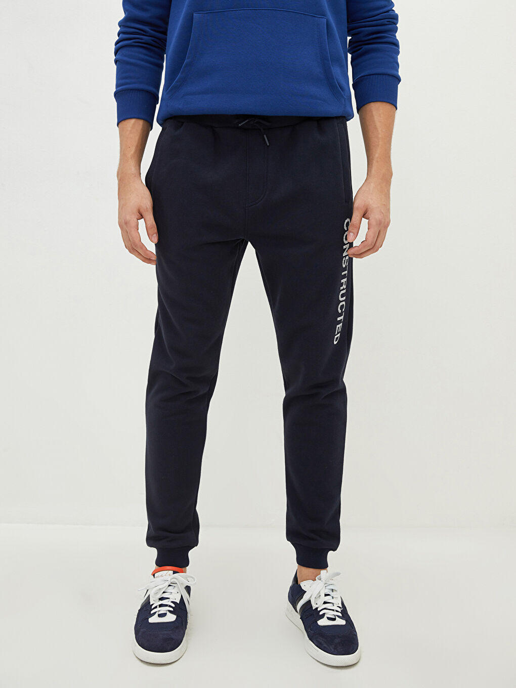 Lacivert Slim Fit Erkek Kalın Jogger Eşofman Altı-2