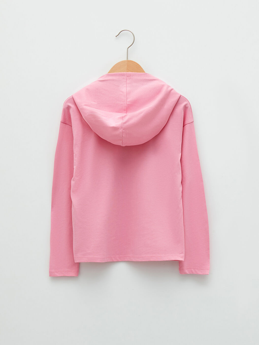 Футболка с капюшоном, с принтом, с длинным рукавом, хлопковая, для девочек-1