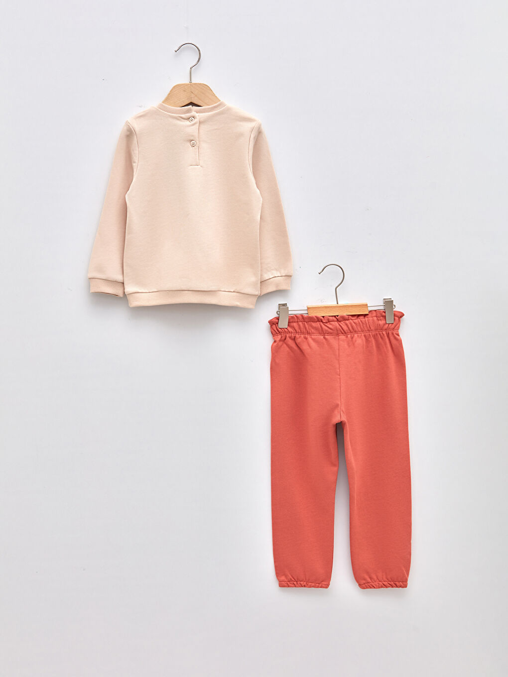 Crew Neck Long Sleeve Printed Cotton Baby Girl Sweatshirt and Trousers 2-Pack Set-1