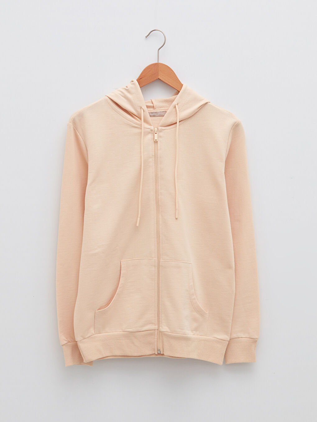 Bej Kapüşon Yaka Düz Uzun Kollu Kadın Hırka-6